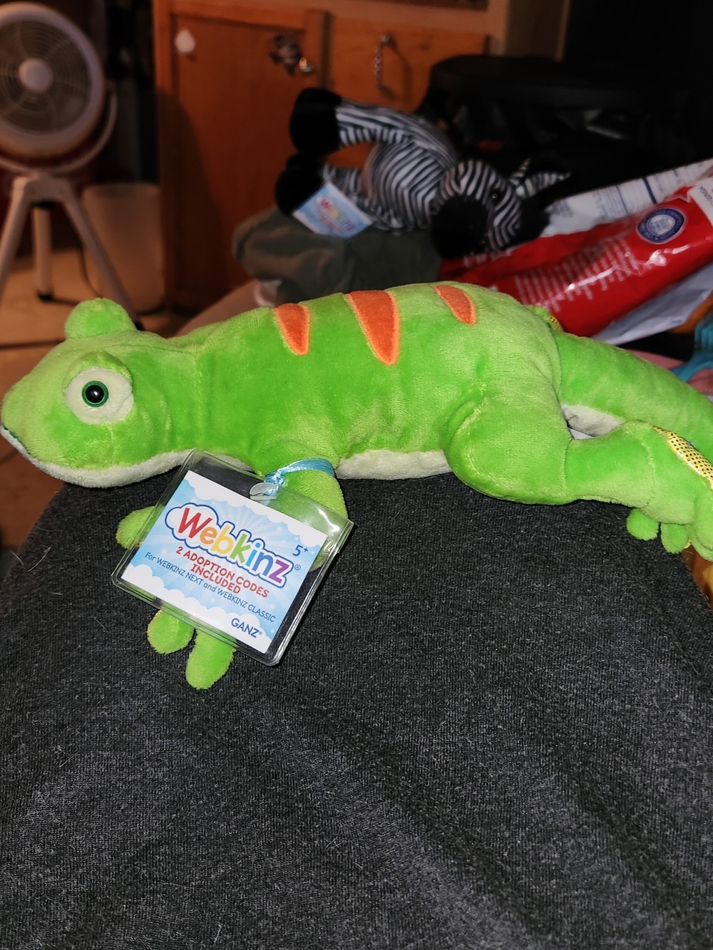 GANZ Webkinz Bright Green Plush Lizard with Orange Accents